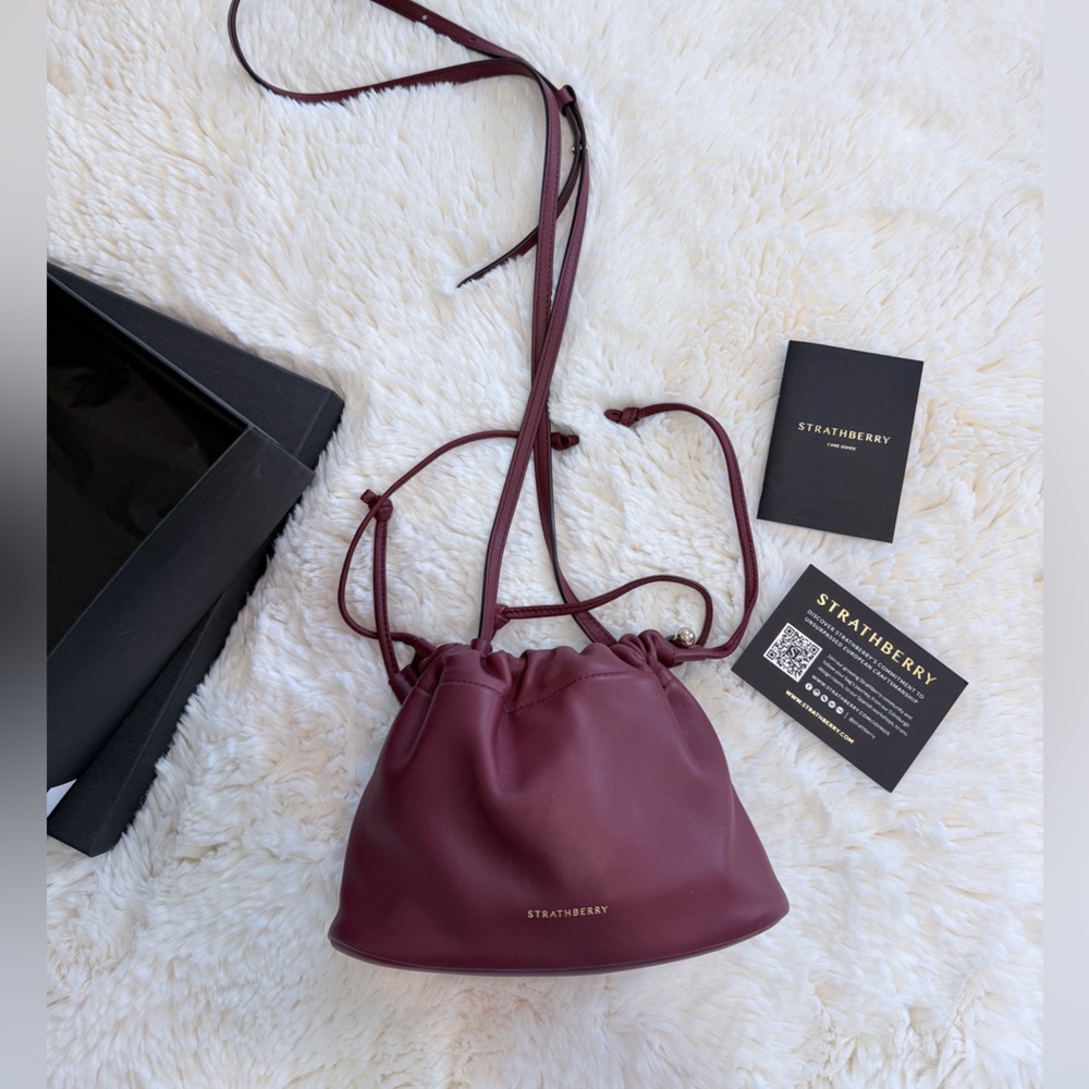 Strathberry Wine Leather Crossbody Bag